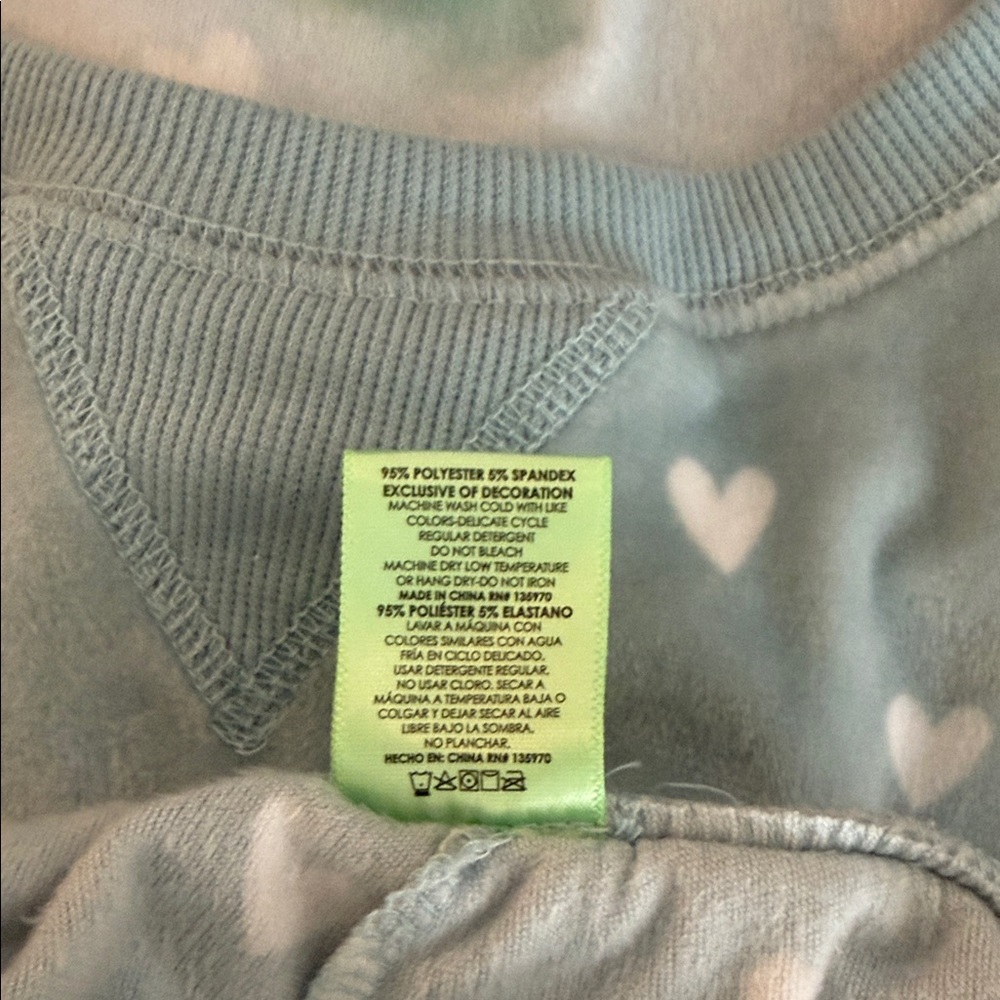 Soft & Cuddly Velour Mint Green & White Heart Pajama/Loungewear Set Size M - Picture 6 of 6